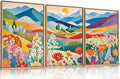 LHIUEM Large Abstract Mountain Flower Framed Canvas Wall Art, Colorful by LHIUEM
