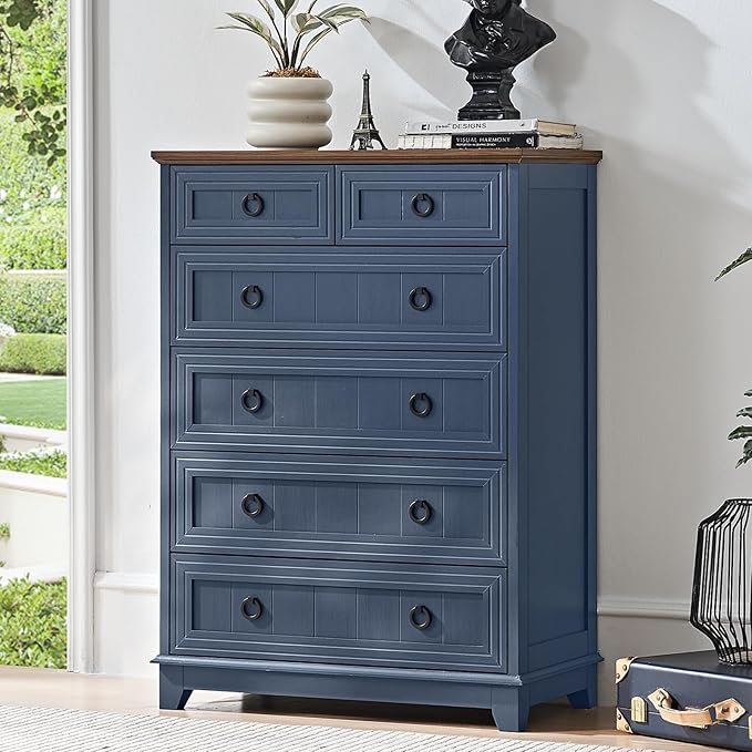 Farmhouse 6 Drawer Dresser for Bedroom, Rustic Wood Dresser - Image 7