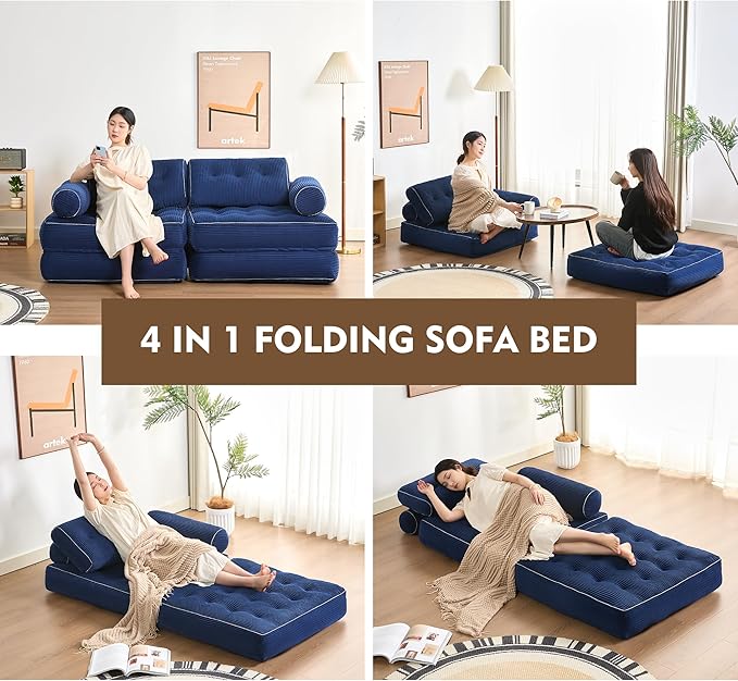 Plus Futon Sofa Bed for Small Spaces, Floor Couch - Image 5