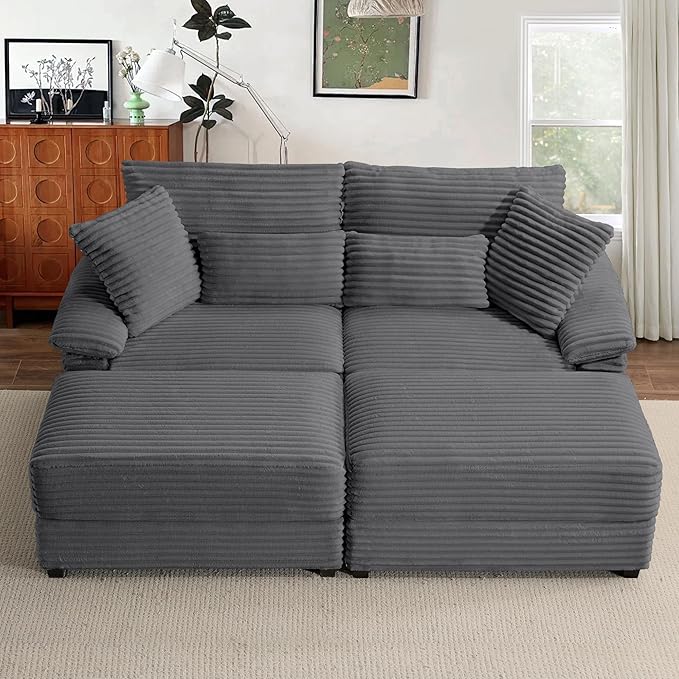 SUNWAVE 74" Double Chaise Lounge Chair Indoor, Oversized Loveseat - Image 7