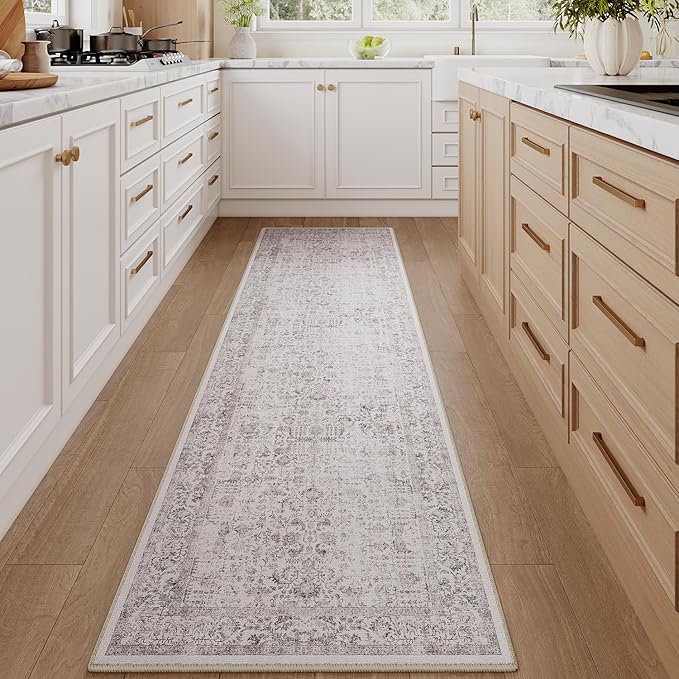 Gray Runner Rug 3x10 Hallway Machine Washable Kitchen Vintage Distressed Non - Image 6