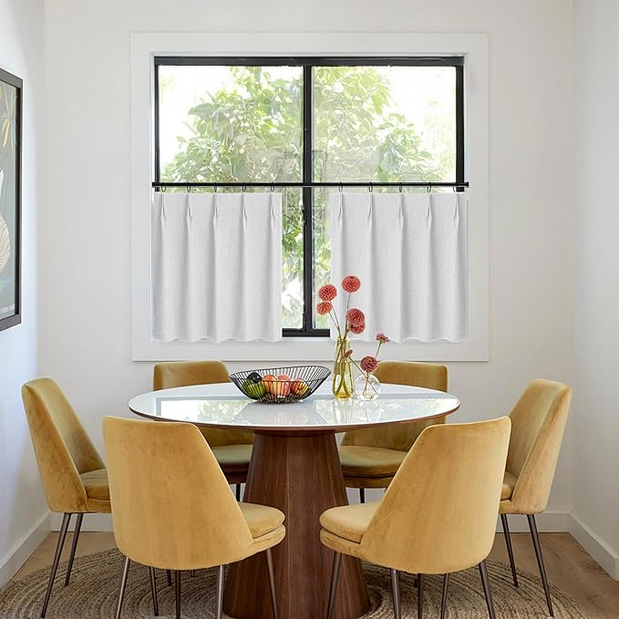 WdFour 30x24 Inch Pinch Pleated Blackout Cafe Curtains - Image 7