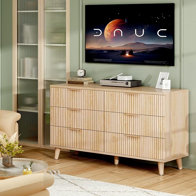 Lulive Dresser for Bedroom Wood Dressers Chest of Drawers, Fluted 53.2" Wide - Image 8