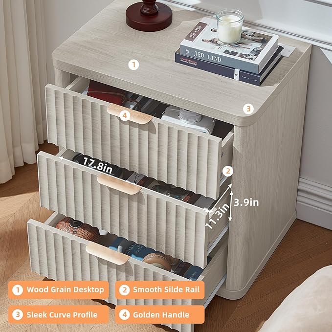 LEYAOYAO 23" Wide Fluted Night Stand - Image 7