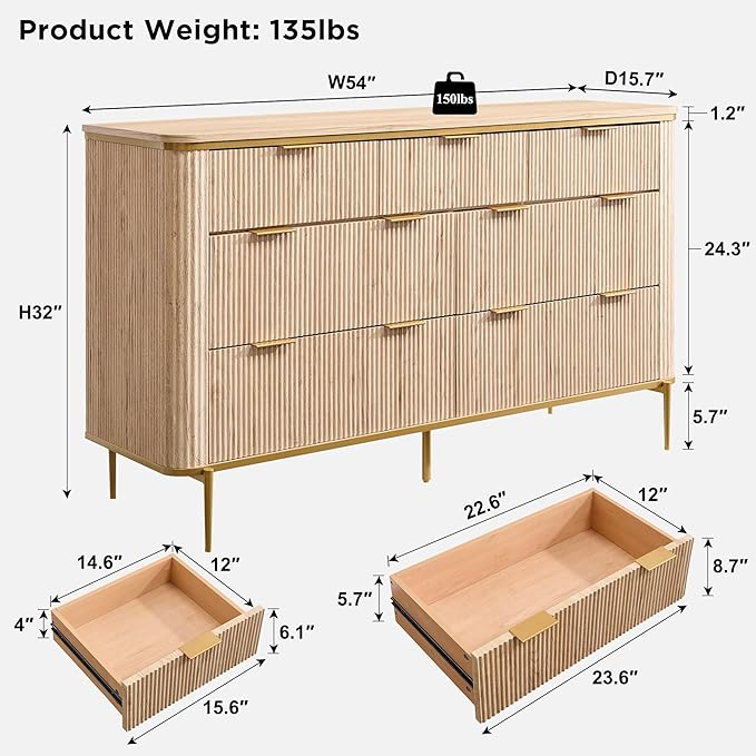 T4TREAM Fluted 7 Drawers Dresser - Image 2