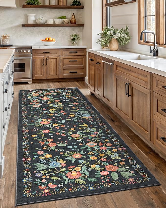 Amada 2x6 Washable Runner Rug, Non-Slip & Low-Profile Kitchen Area Rug - Image 2