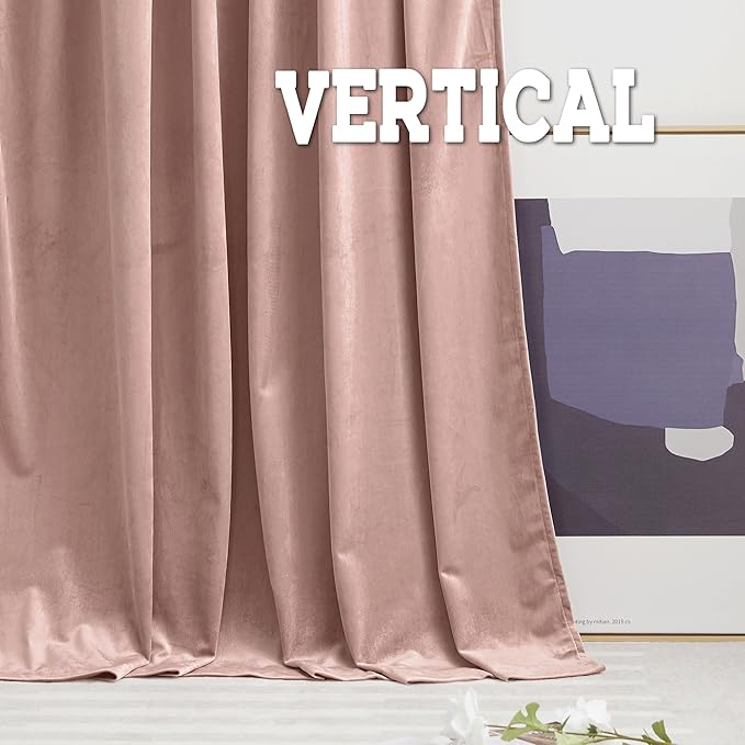 RYB HOME Velvet Curtains 72 inches Length, Back Tab & Rod Pocket Soft Fabric - Image 6