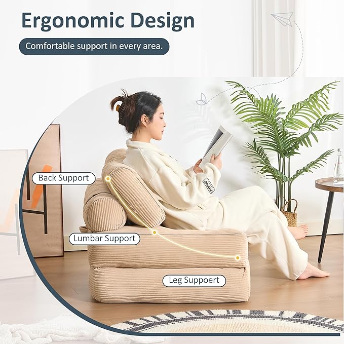 Folding Chair Bed, Futon Sofa Bed, Floor Couch - Image 4