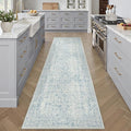 Blue Runner Rug 3x7 Hallway Machine Washable Kitchen Vintage Distressed Non by PureCozy