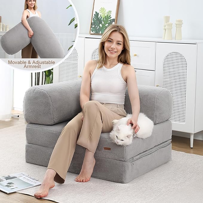 COMAX Folding Sofa Bed Single, Fold Out Chair Bed, Foldable Sofa Chair - Image 4