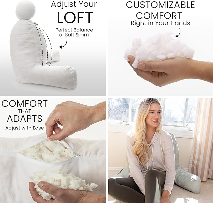 Husband Pillow Desert Sage, Original Reading Pillow in Bed Rest Chair, Shredded - Image 2