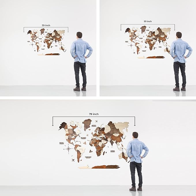 Handmade 3D Wood World Map Wall Art Large Wall Decor Track Your World Travels - Image 5