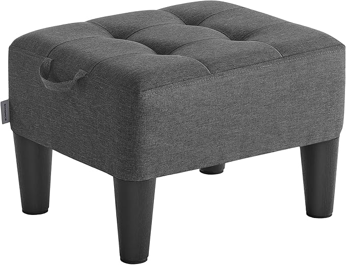 SONGMICS Foot Stool with Legs, Small Footstool Ottoman, Linen-Look Fabric Seat by SONGMICSbySONGMICSHOME
