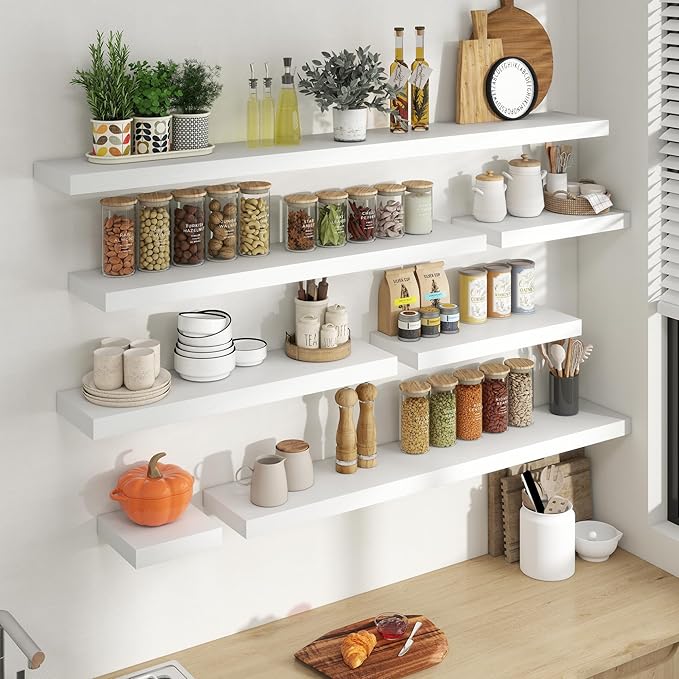 55 Inch Floating Shelves for Wall, 8 Inch Deep Floating Shelf for Storage & - Image 7