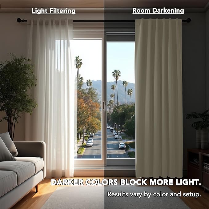Deconovo Blackout Curtains, Thermal Insulated, W52 x L84 2 Panels, Back Tab - Image 3