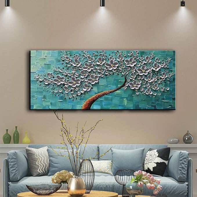 YaSheng Art - 24x60inch Large Wall Art Flowers Oil Painting On Canvas Texture - Image 4