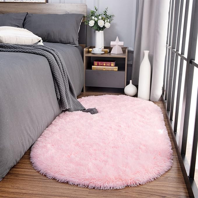 Noahas Fluffy Pink Rugs for Bedroom Girls, Shag Hallway Runner Rug, Small Soft - Image 3
