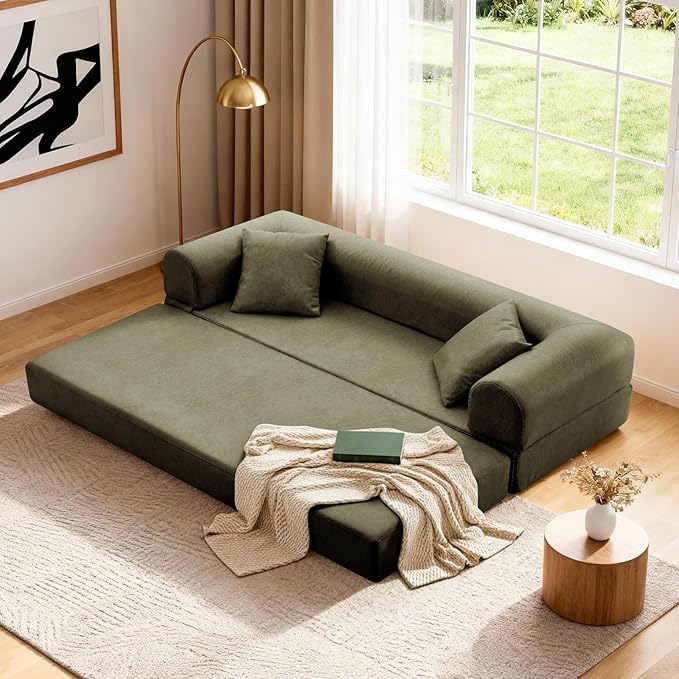 Convertible Folding Sofa Bed, 78.5 Inch Faux Leather Futon Couch - Image 8