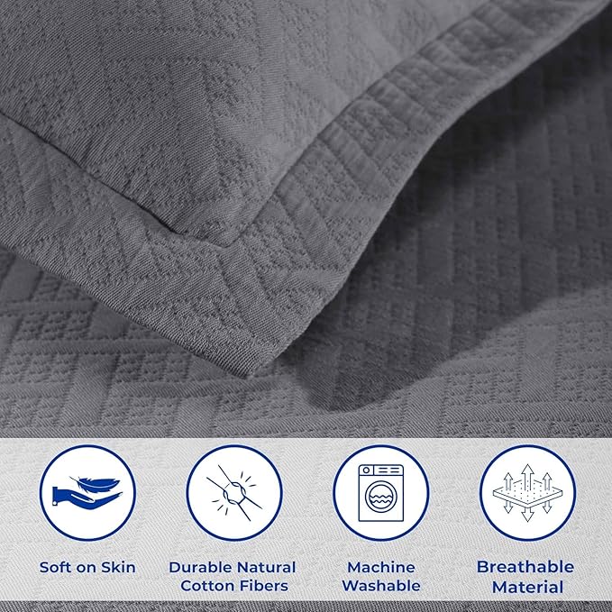 Superior 2 Piece Basketweave Cotton Bedspread Set, Home Bed Decor, Decorative - Image 6