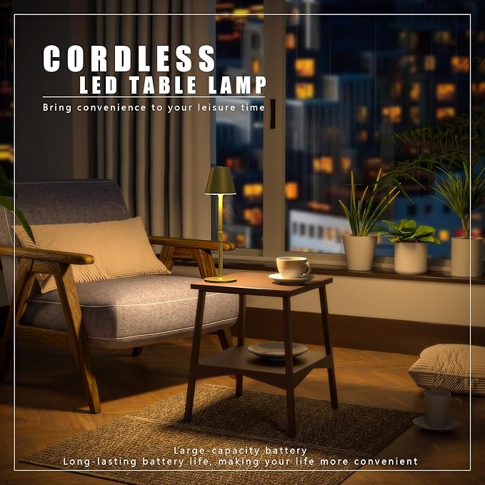 LED CordlessTable Lamp, 4000mAh Rechargeable Battery Desk lamp, 3 Level - Image 5