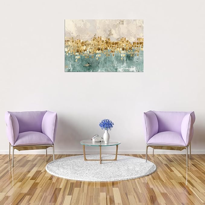 DZL Art A74669 Brown and Blue Abstract Painting Modern Decor Wall Art Tan Color - Image 5