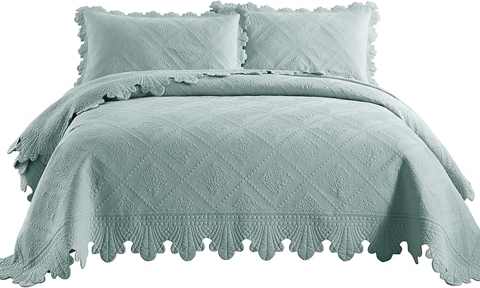 MarCielo 3-Piece 100% Cotton Oversized Bedspread Lightweight Quilt Coverlet - Image 6