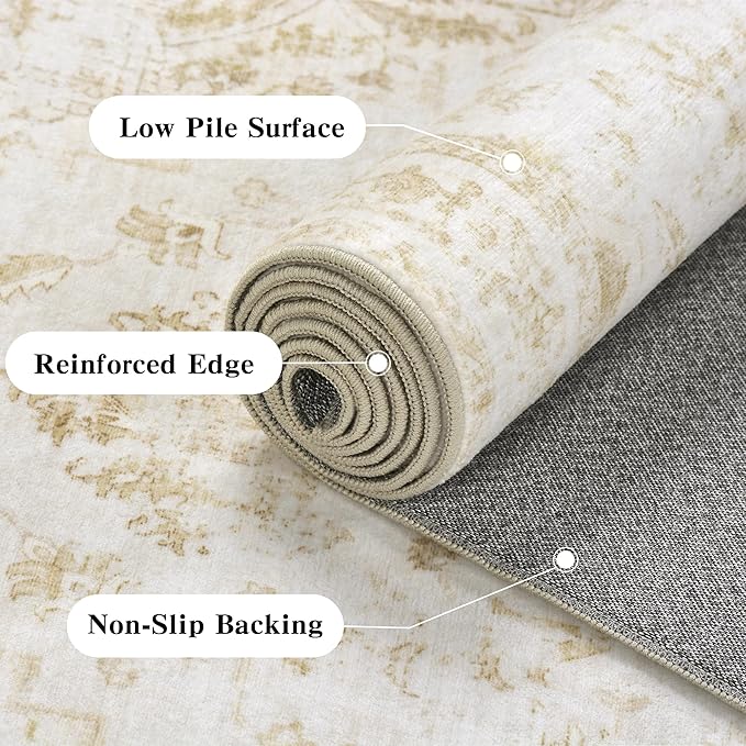 6x9 Vintage Washable Area Rugs Boho Medallion Large Distressed Retro Accent - Image 6