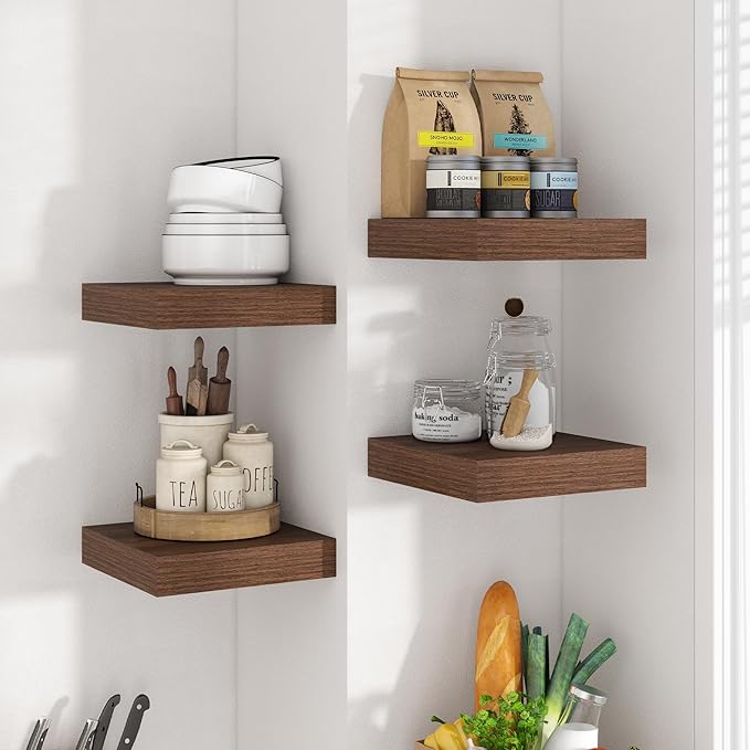 Axeman Square Floating Shelves for Wall, 4 Pack Wall Mounted Floating Shelf - Image 2