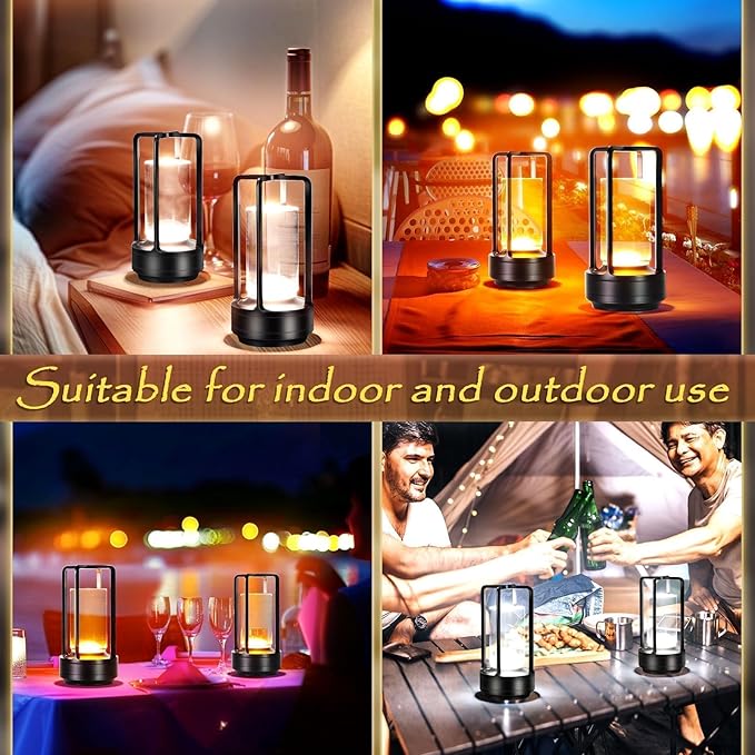 Crystal Lantern Lights Set of 2, Czgor Battery Operated Rechargeable Cordless - Image 6