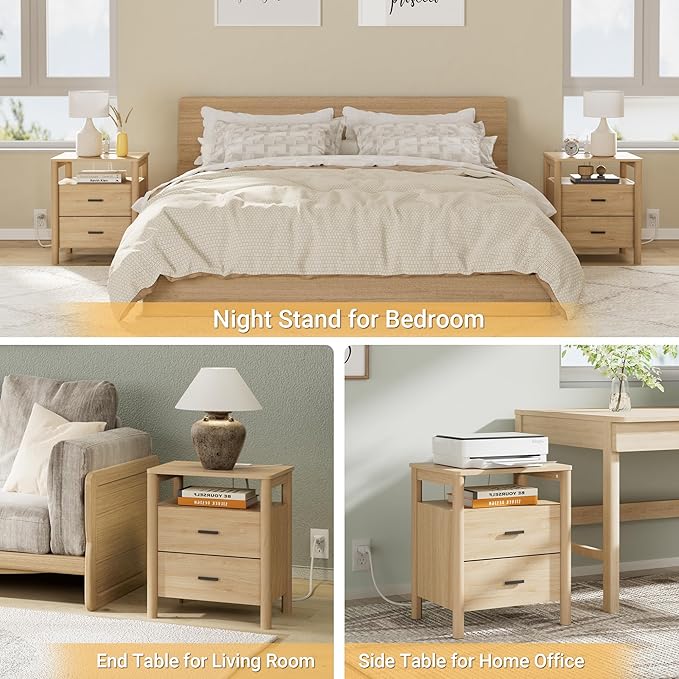 FavourLife Night Stand Set 2, Modern Nightstand - Image 6