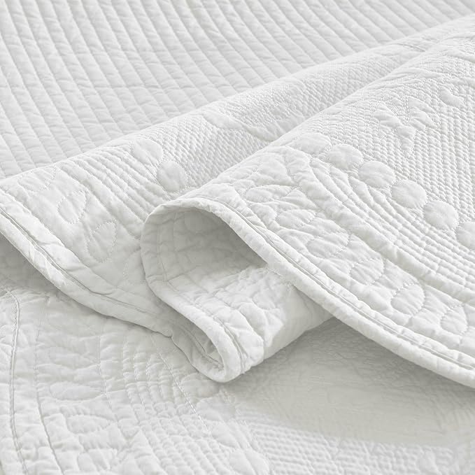 MarCielo 3-Piece 100% Cotton Oversized Bedspread Lightweight Quilt Coverlet - Image 3