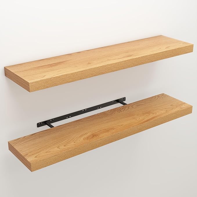 Floating Shelves for Wall, 9.3" Deep Wall Mounted Wood Shelves for Bathroom - Image 3