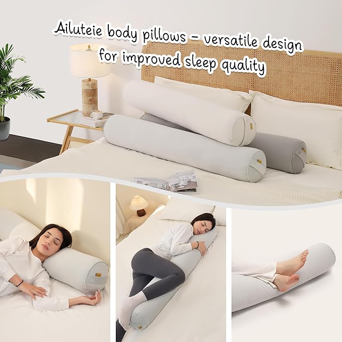 Long Pillow for Bed – Round Bolster Pillow for Adults, Body Pillow for Sleeping - Image 6