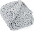 Chunky Knit Throw Blanket 60"X 80", 100% Handmade by LONGCREATE