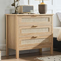 LEYAOYAO 31.5" Wide Rattan Nightstand, Large Boho 3 Drawer Night Stand by LEYAOYAO-Findtheshiningpointofyourideallife%EF%BC%81