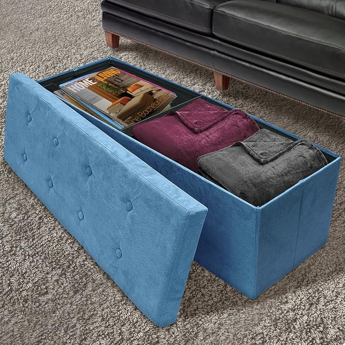 Sorbus Storage Ottoman Bench – Collapsible/Folding Bench Chest - Image 7
