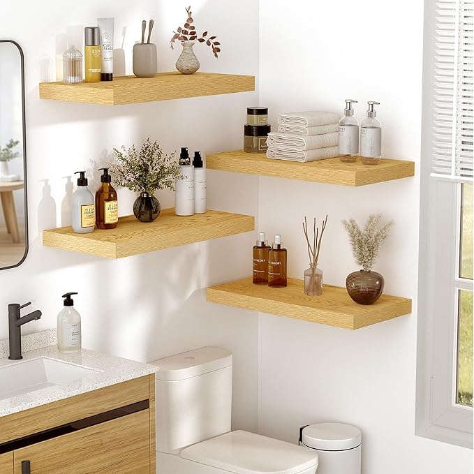 Vivelove 10" Deep Floating Shelves Over Toilet, Modern Rustic Shelves - Image 2