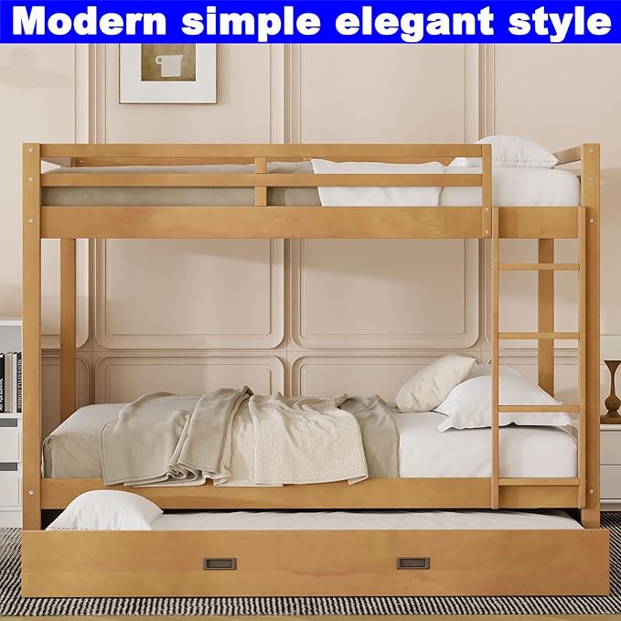 Upgraded Version Thicken Solid Wood Queen Over Queen Bunk Bed - Image 3