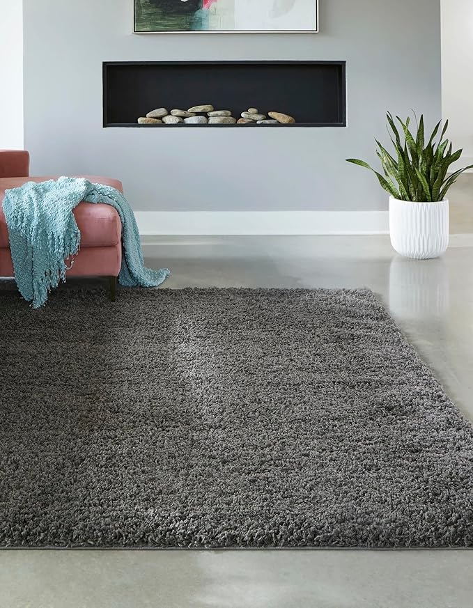 Unique Loom Solid Shag Collection Area Rug - Image 2