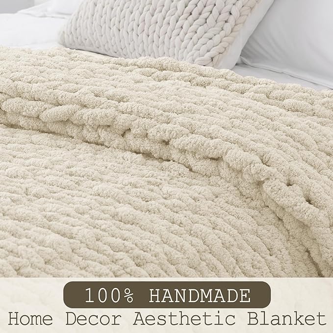 Chunky Knit Throw Blanket 50"X 60", 100% Handmade - Image 2