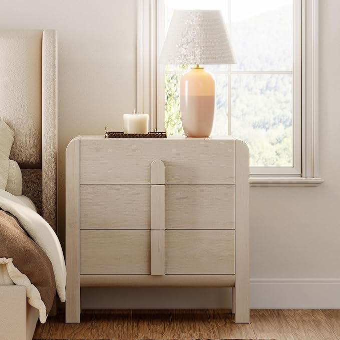 WAMPAT Modern 3 Drawer Nightstand, 31.5" Tall Nightstand - Image 2