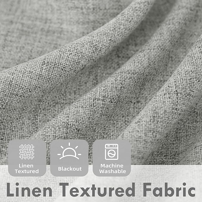 DriftAway Double Layer Linen Blackout Tie Up Curtains Thermal Insulated Fully - Image 3
