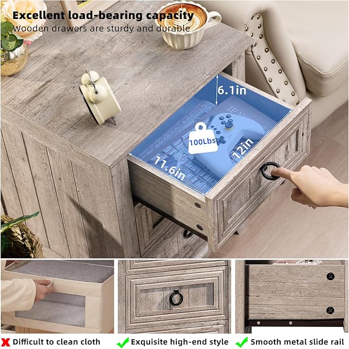 Farmhouse Night Stand Set of 2, Dresser - Image 7