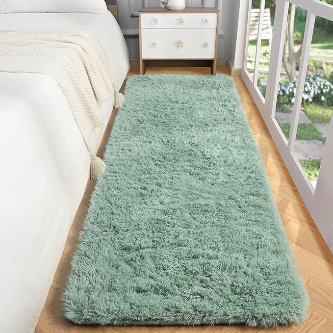 PAGISOFE Machine Washable Sage Green Runner Rugs - Image 3