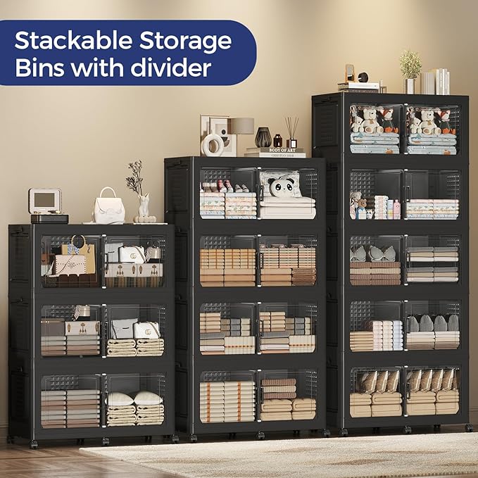 250GAL Storage Bins with Lid and Wheels, Stackable Closet Organizers and - Image 7