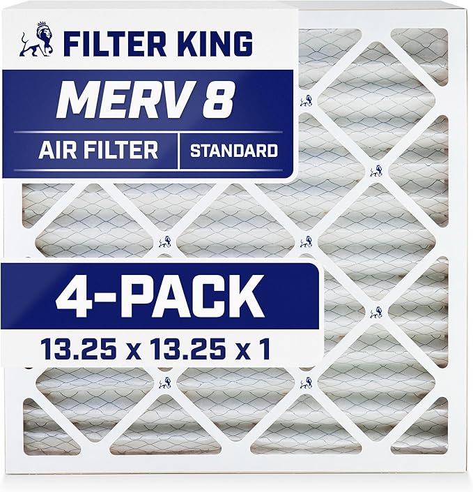 Filter King 13.25x13.25x1 Air Filter | 4-PACK | MERV 8 HVAC Pleated A/C Furnace by FilterKing