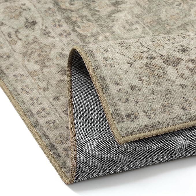 Brown 2x5 Runner Rug Vintage Area Carpet Hallway Indoor Kitchen Washable Low - Image 8