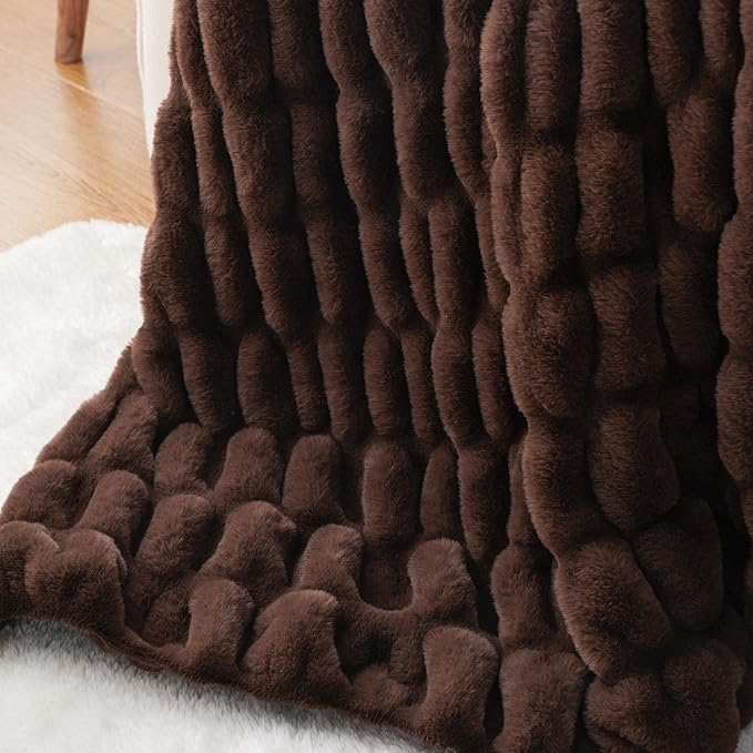 BATTILO HOME Rust Brown Faux Fur Throw Blanket - Image 7