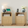 Nightstand Set of 2 with Charging Station, Mid Century Modern Nightstand with by FORTUNETEC