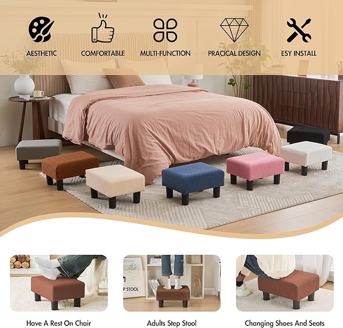 BRIAN & DANY Small Foot Stool Ottoman, Footstool - Image 5